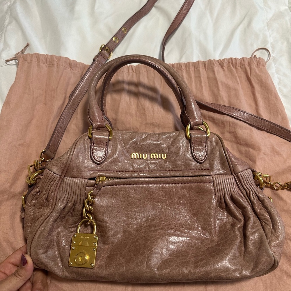 Miu Miu Blush Leather Shoulder Bag
